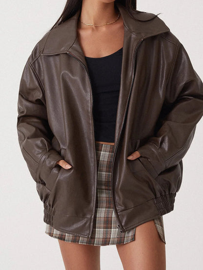 Elsbeth | Bomber oversize in pelle dal design alla moda