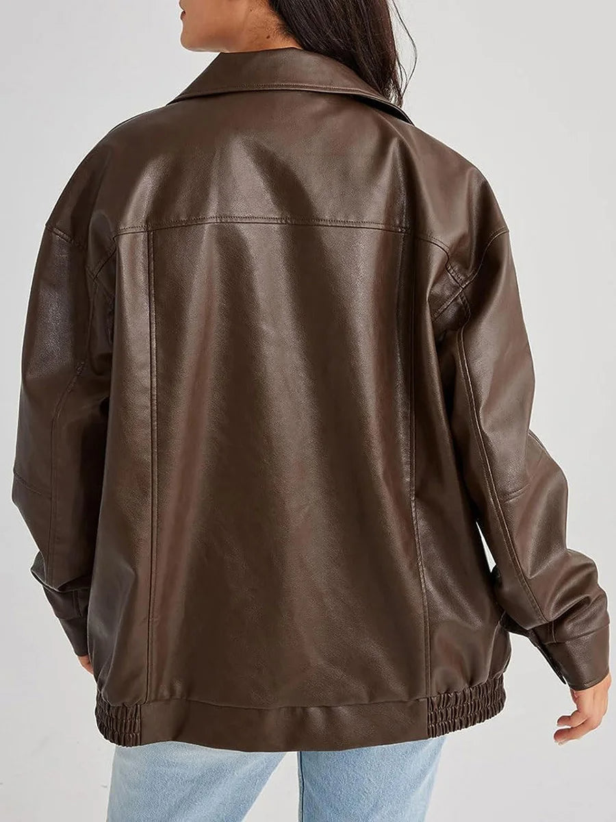 Elsbeth | Bomber oversize in pelle dal design alla moda