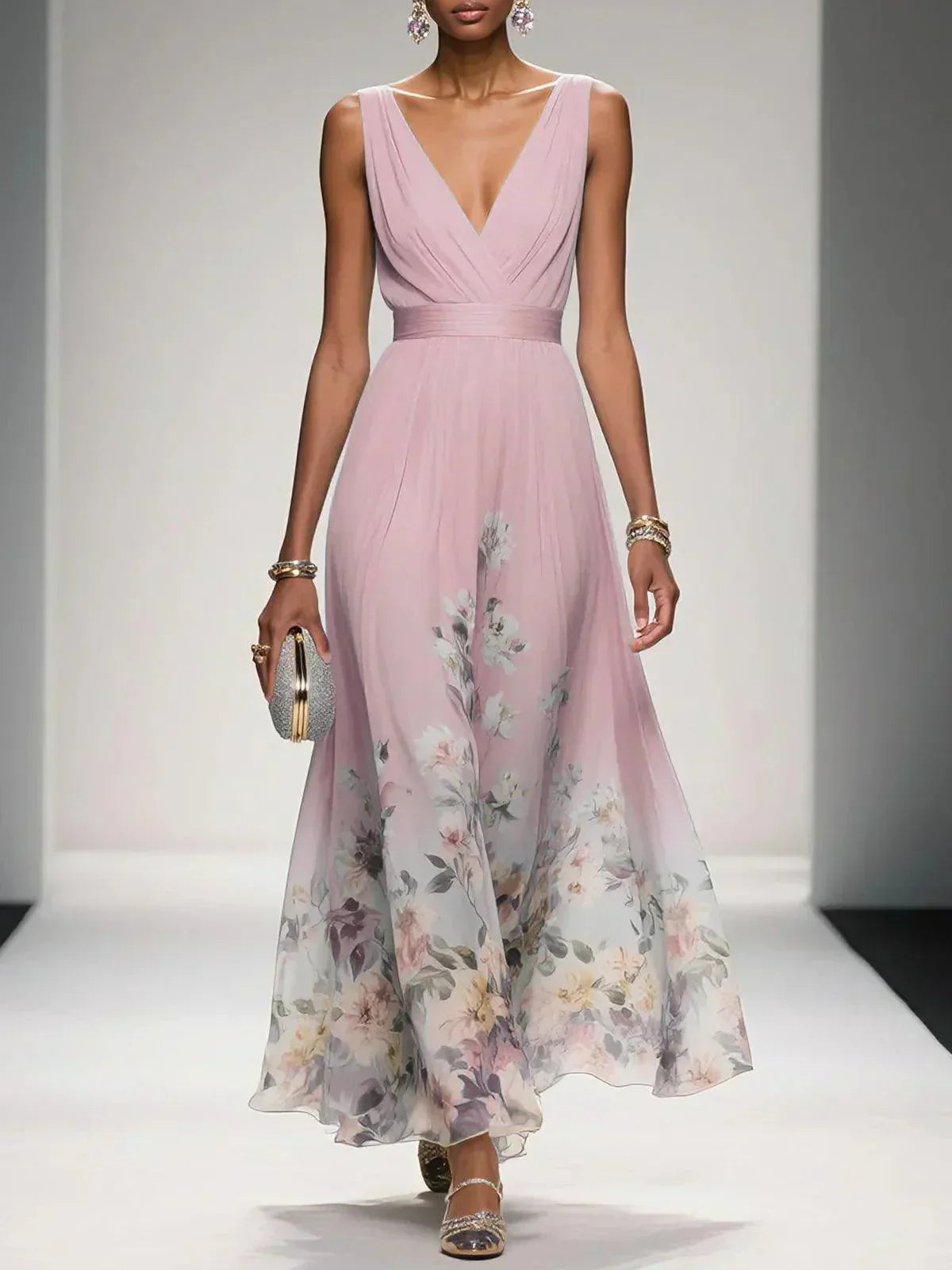 Emira | Women's Maxi Dress with Floral Print and Sleeveless Design