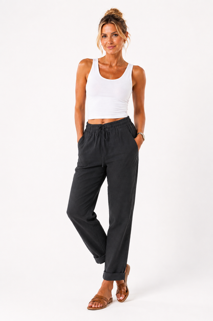 Polina | Women's trousers with elasticated waistband and drawstring | Relaxed fit