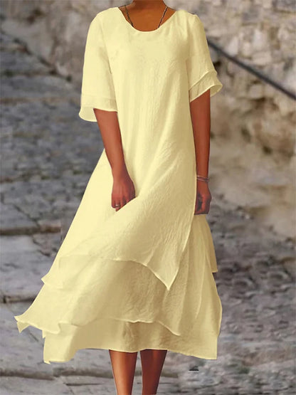 Sabrina | Maxikleid im Lagenlook mit Rundhalsausschnitt