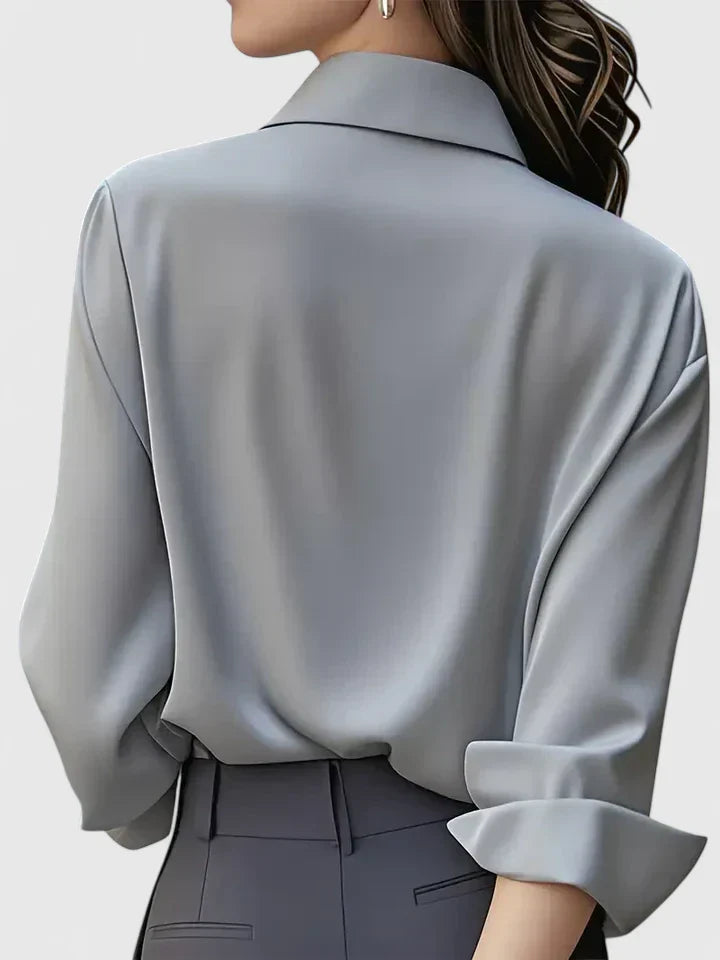 Katharina | Women's satin blouse with button placket and collar
