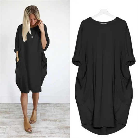 Gisla | Lässiges Damen Kleid mit Taschen und weiten Ärmeln