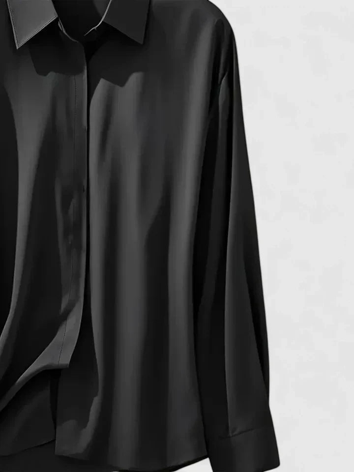 Katharina | Women's satin blouse with button placket and collar