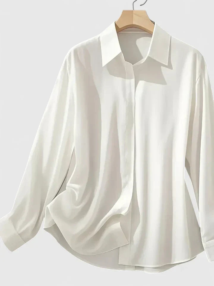 Katharina | Women's satin blouse with button placket and collar