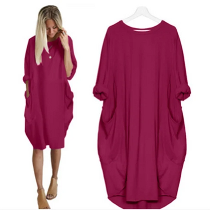 Gisla | Lässiges Damen Kleid mit Taschen und weiten Ärmeln