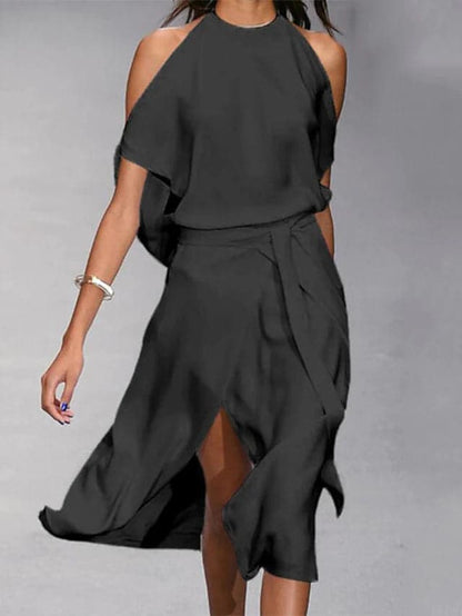 Tina | Women's Off-the-Shoulder Midi Dress with Flowing Cut