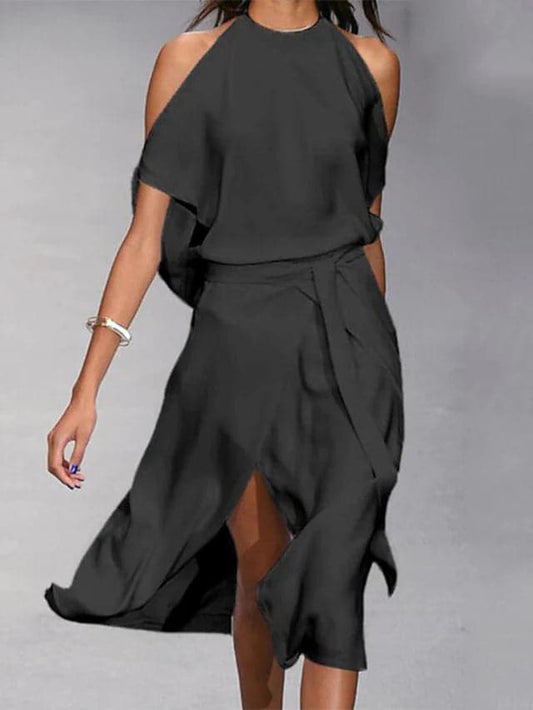 Tina | Damen Midikleid mit offenen Schultern und fließendem Schnitt