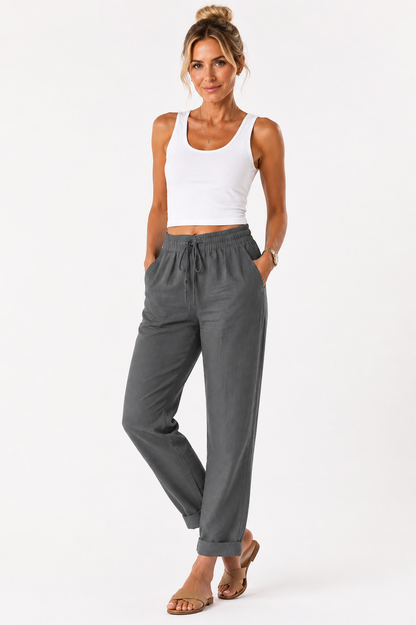 Polina | Women's trousers with elasticated waistband and drawstring | Relaxed fit