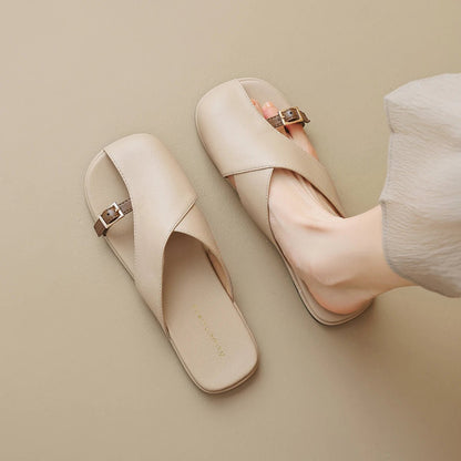 Janina | Fisherman Sandals with Cross Straps and Square Toe
