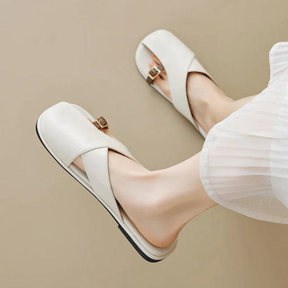 Janina | Fisherman Sandals with Cross Straps and Square Toe