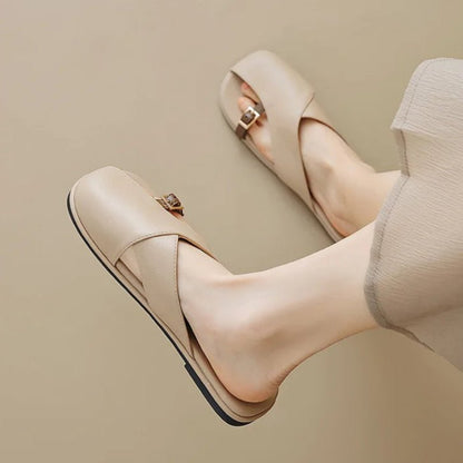 Janina | Fisherman Sandals with Cross Straps and Square Toe