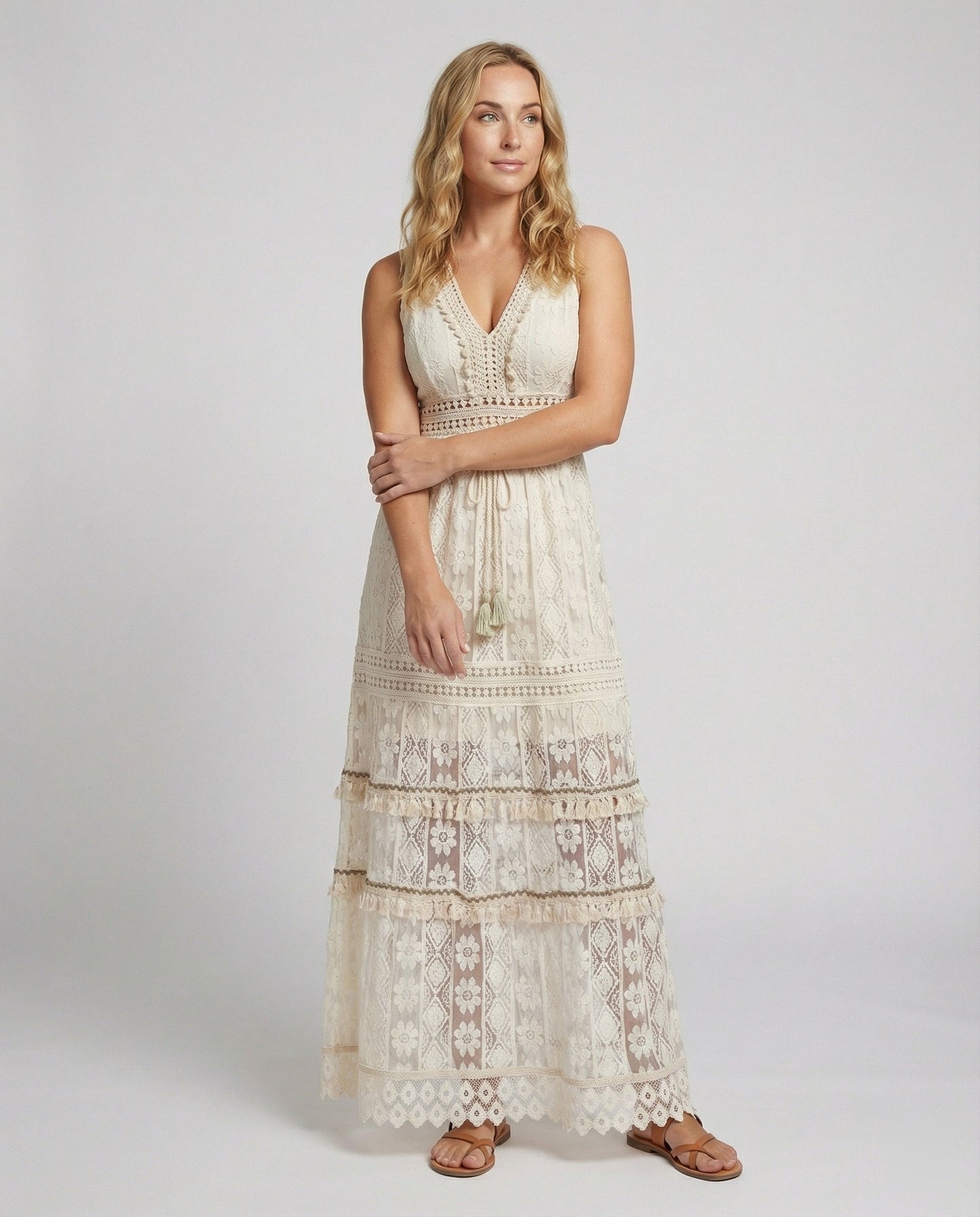 Charlotte | Boho Maxikleid mit Spitze und Sommer Design