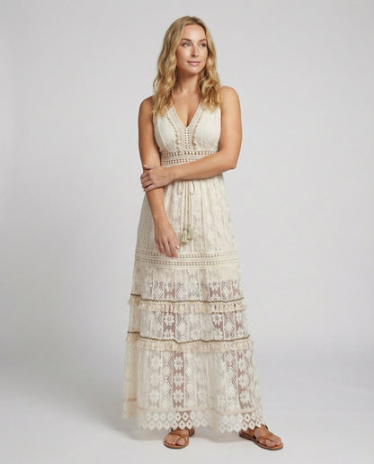 Charlotte | Boho Maxikleid mit Spitze und Sommer Design