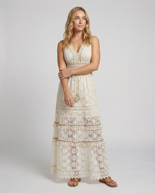 Charlotte | Boho Maxikleid mit Spitze und Sommer Design