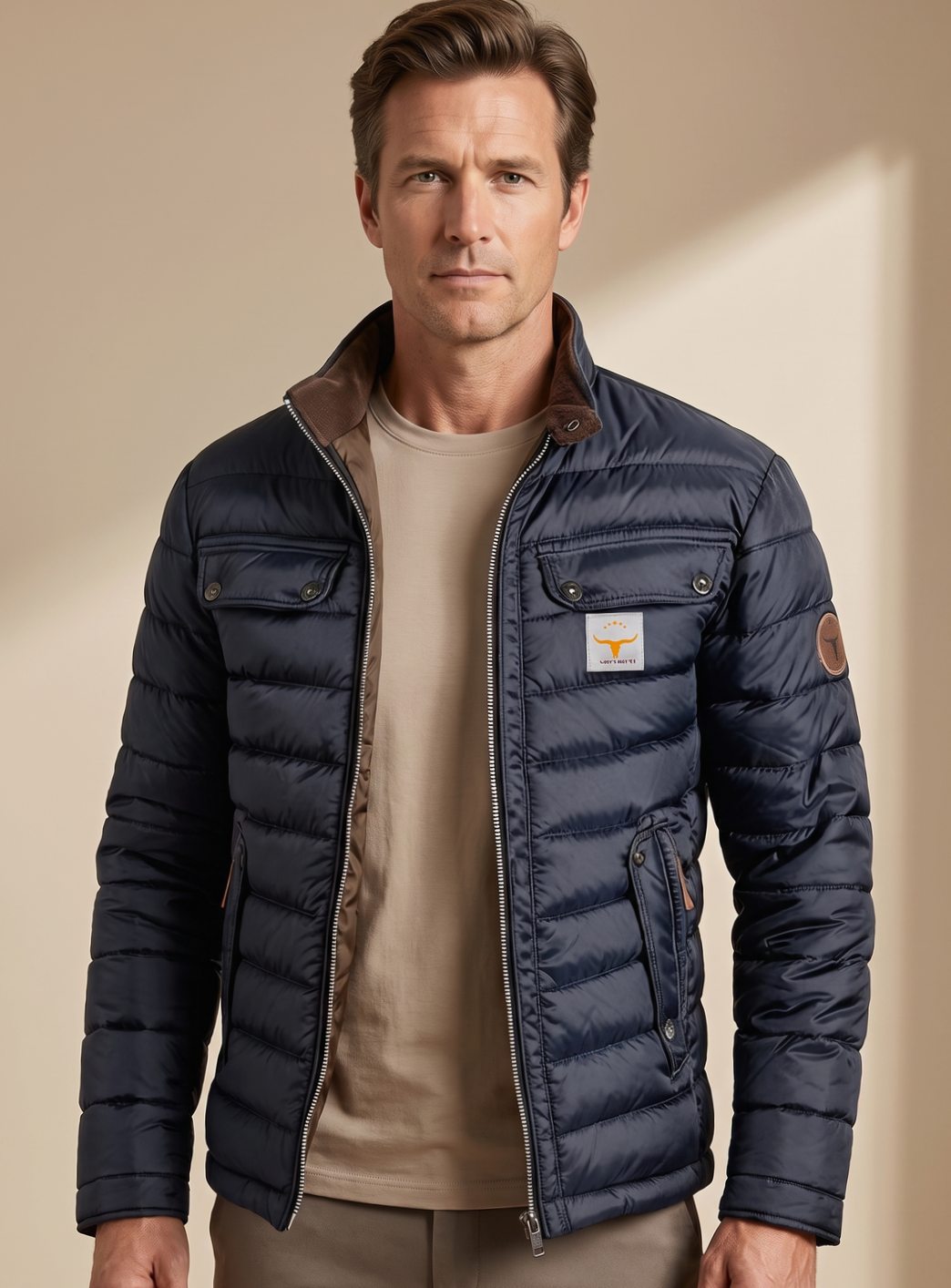 Sven | Herren gesteppte Winterjacke mit Stehkragen
