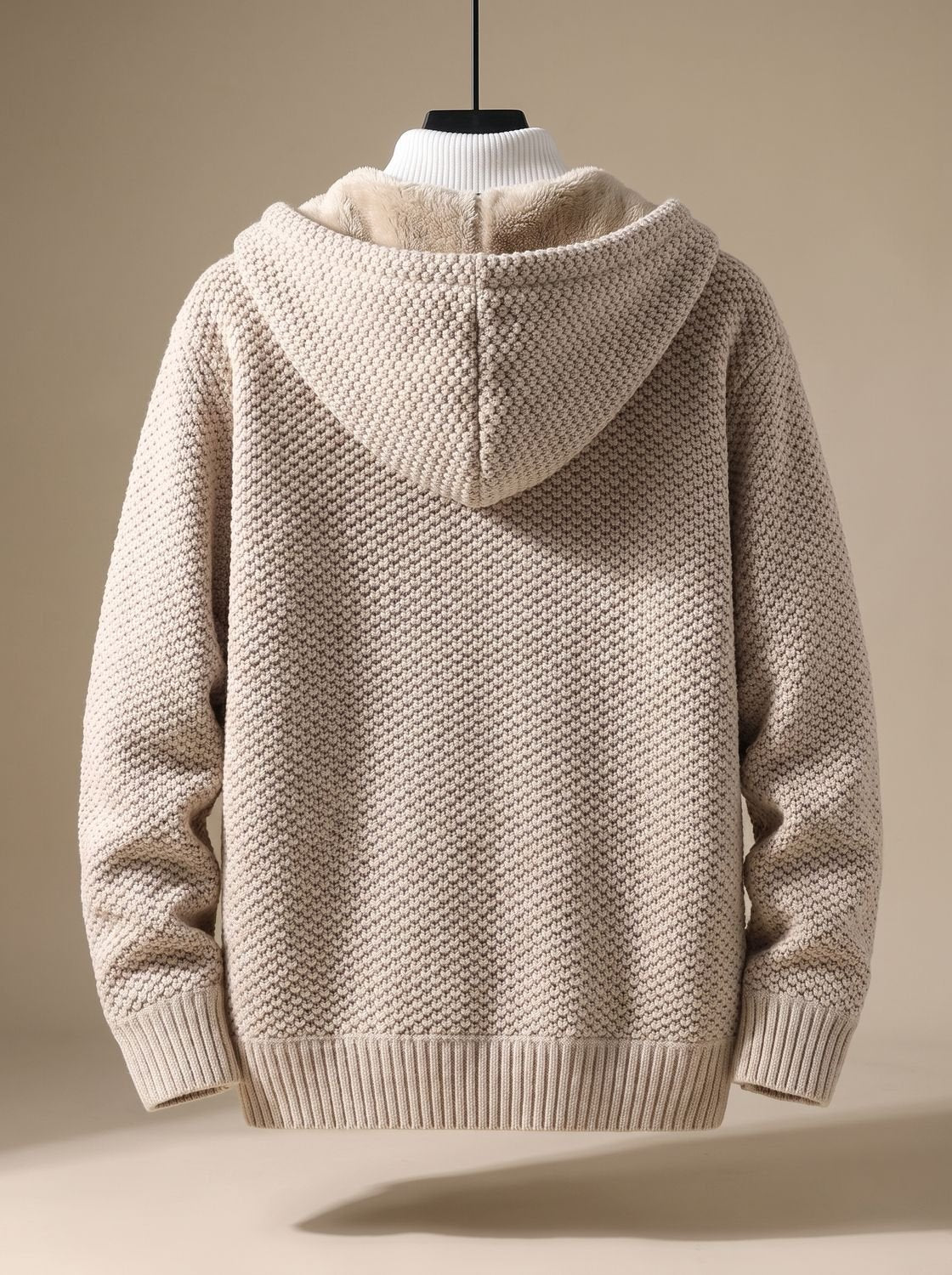 Heiri | Herren Strickjacke mit Kapuze, Reißverschluss und Fleece-Futter