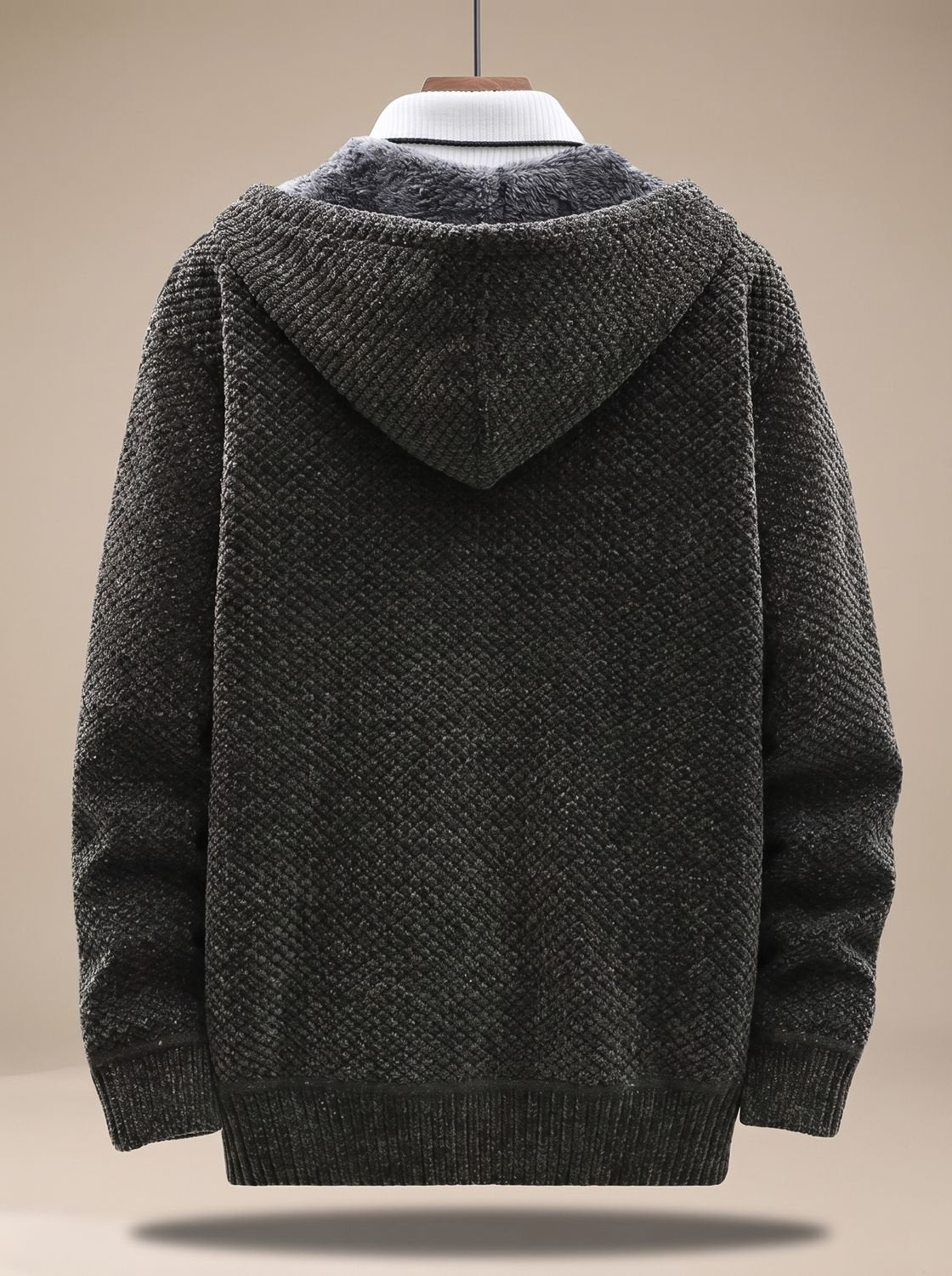 Heiri | Herren Strickjacke mit Kapuze, Reißverschluss und Fleece-Futter