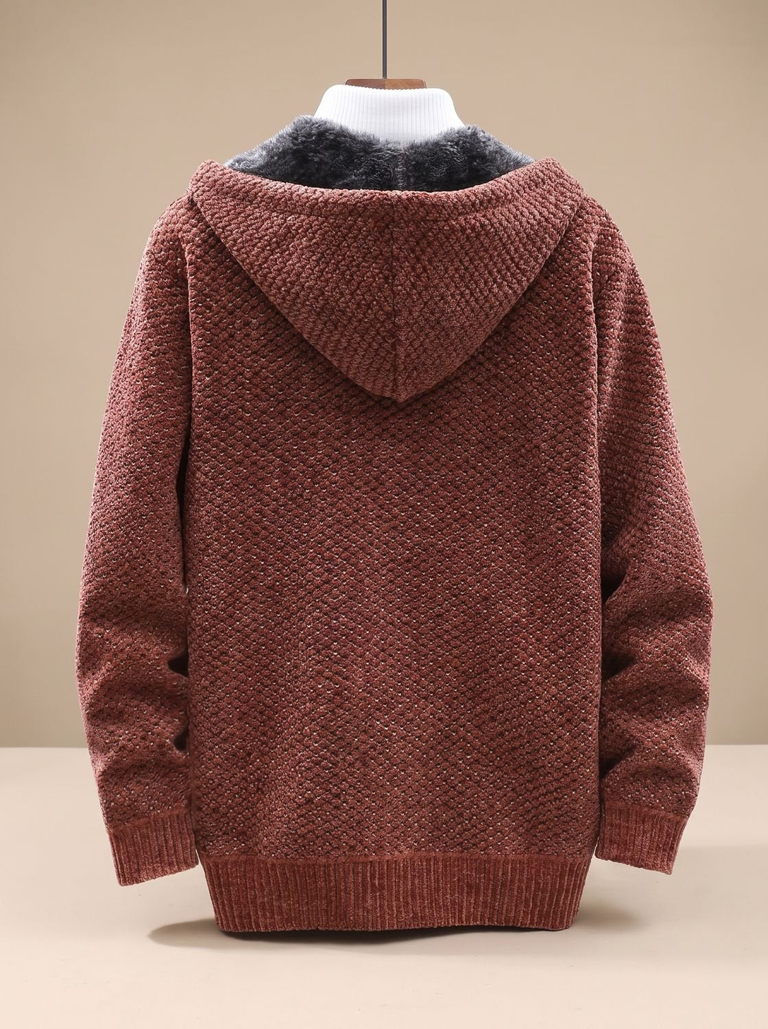 Heiri | Herren Strickjacke mit Kapuze, Reißverschluss und Fleece-Futter