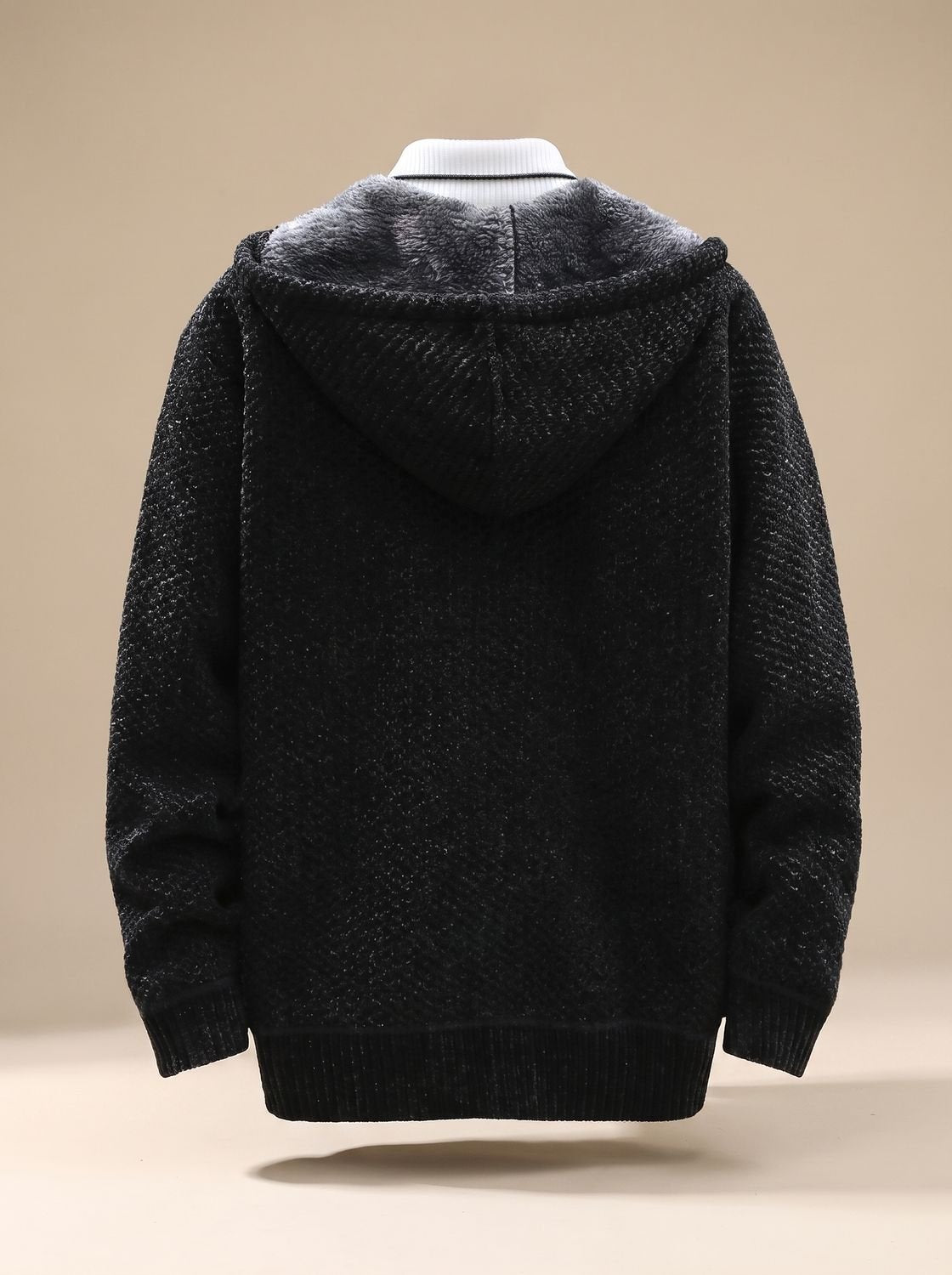 Heiri | Herren Strickjacke mit Kapuze, Reißverschluss und Fleece-Futter