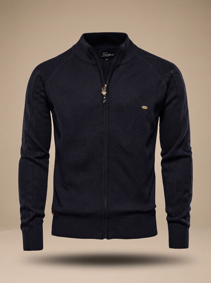 Levin | Herren Strickjacke mit Reißverschluss und Stehkragen