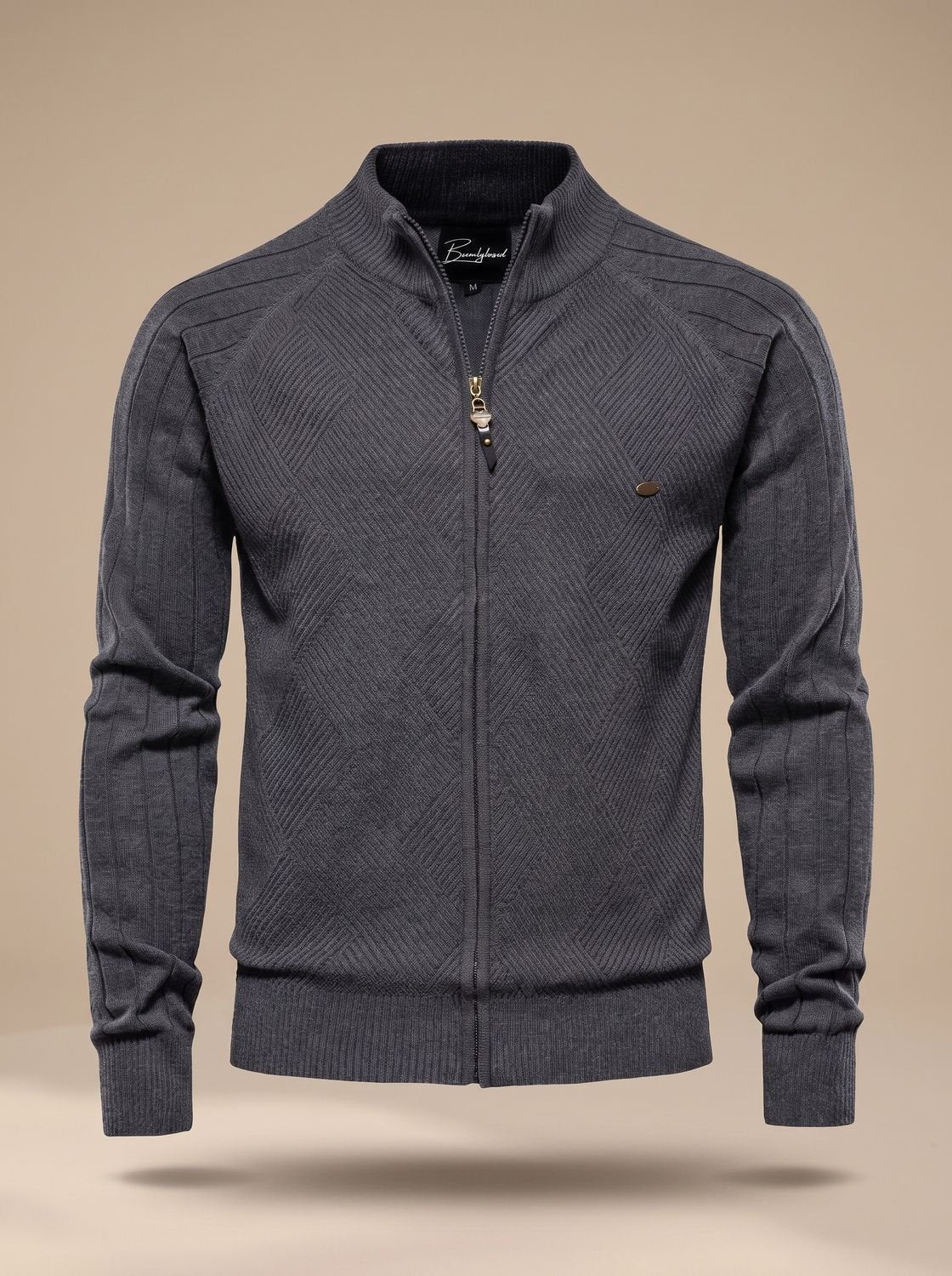 Levin | Herren Strickjacke mit Reißverschluss und Stehkragen