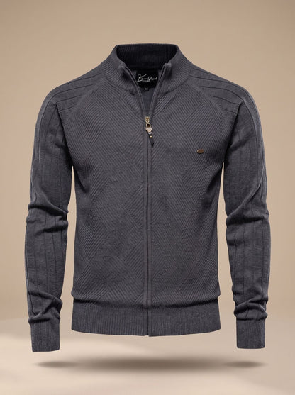 Levin | Herren Strickjacke mit Reißverschluss und Stehkragen