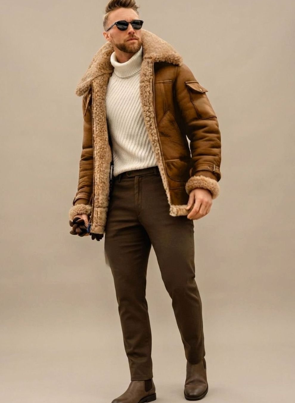 Heiri | Herren gefütterte Winterjacke mit Kunstfell