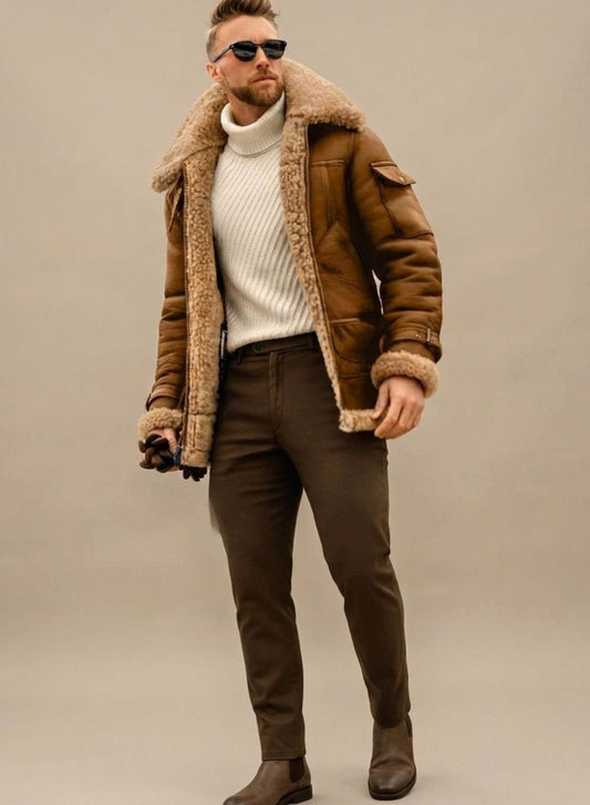 Heiri | Herren gefütterte Winterjacke mit Kunstfell