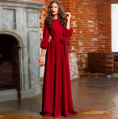 Benita | Elegantes Damen Maxikleid mit langen Ärmeln