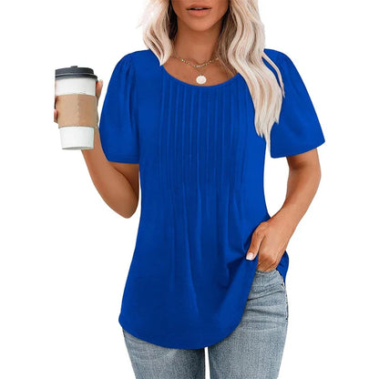 Clara | Elegant summer top with round neck and loose fit