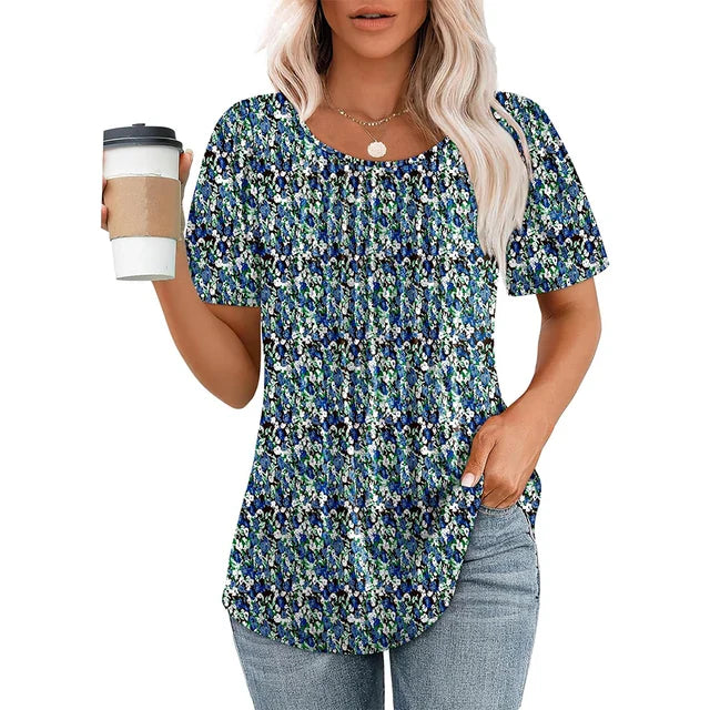 Clara | Elegant summer top with round neck and loose fit