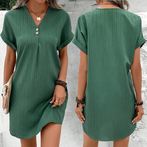 Lea | Elegantes Sommerkleid mit V Ausschnitt und Struktur