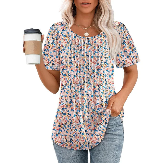 Clara | Elegant summer top with round neck and loose fit