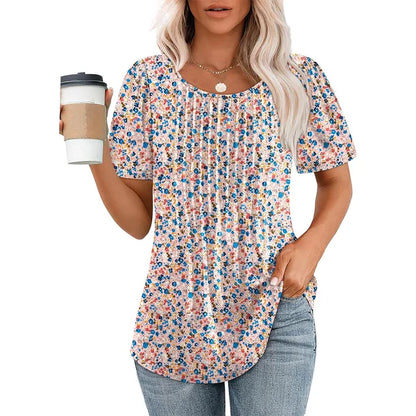 Clara | Elegant summer top with round neck and loose fit