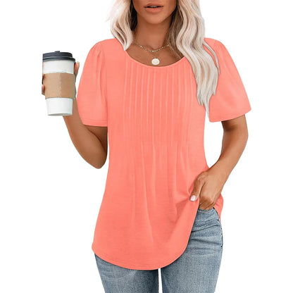 Clara | Elegant summer top with round neck and loose fit