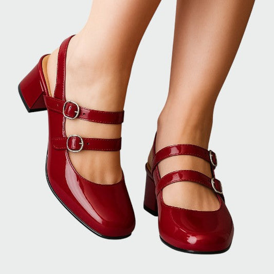 Oliven – Orthopädische Lederballerinas Mary Jane