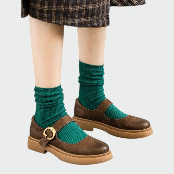 Orvex | Damen Moderne Mary Jane Schuhe mit Plateausohle und Riemenverschluss