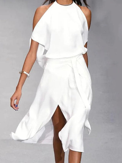 Tina | Women's Off-the-Shoulder Midi Dress with Flowing Cut