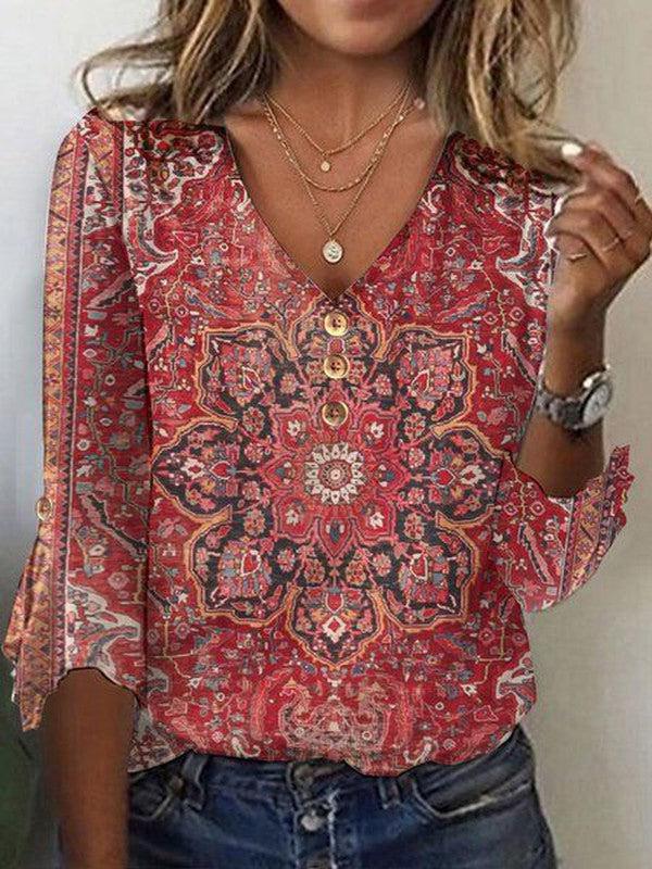 Abi | Bohemian-Bluse für Damen mit orientalischem Print