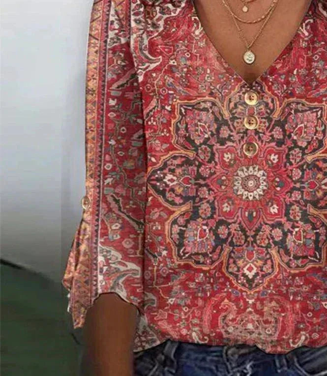 Abi | Bohemian-Bluse für Damen mit orientalischem Print