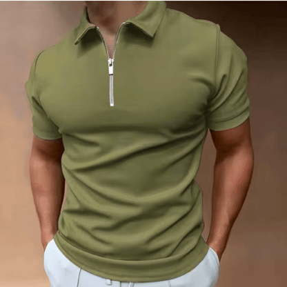 Lenz | Men's Short-Sleeve Polo Shirt with Zip | Slim Fit