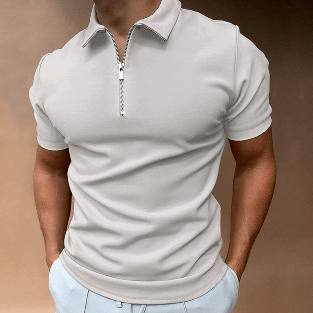 Lenz | Men's Short-Sleeve Polo Shirt with Zip | Slim Fit