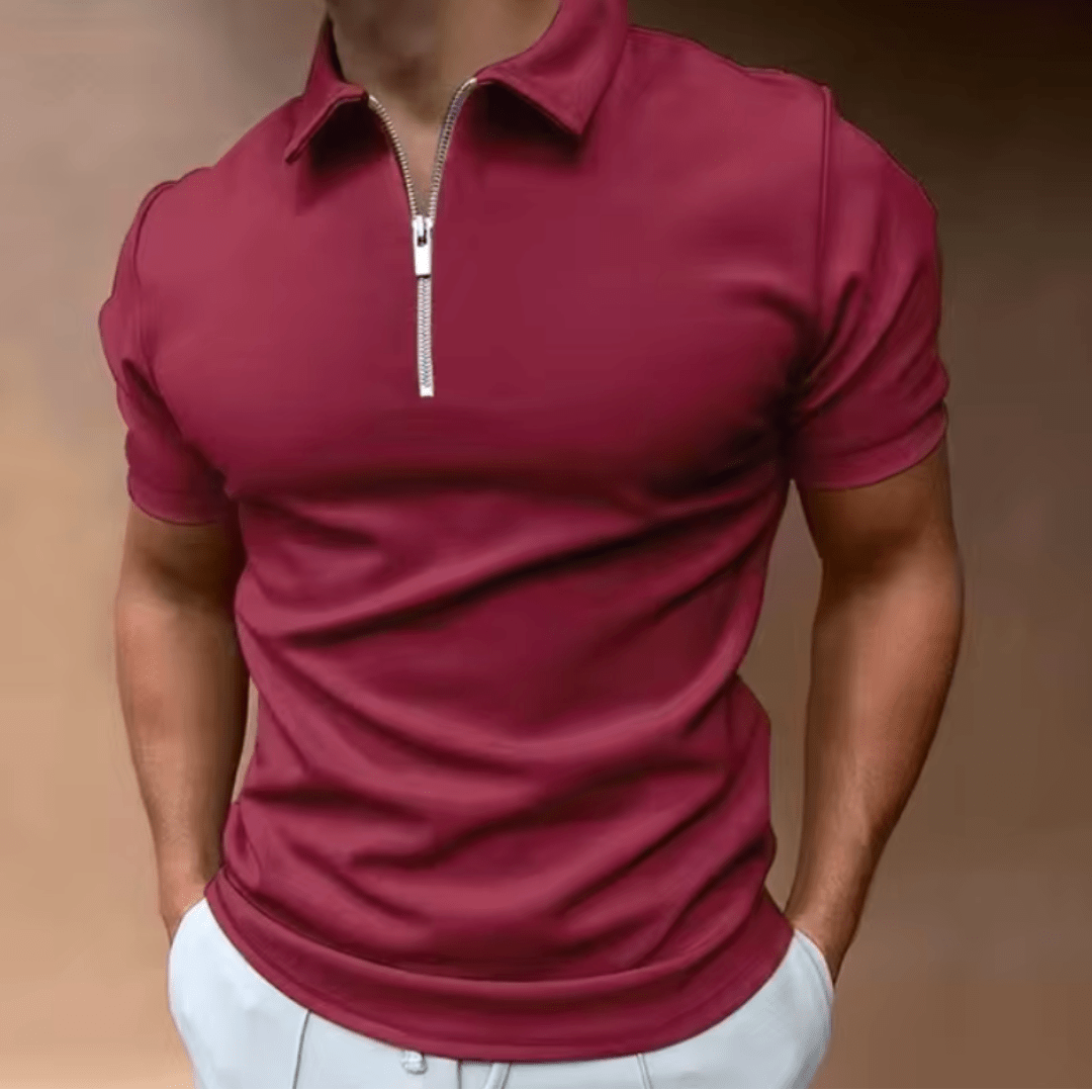 Lenz | Men's Short-Sleeve Polo Shirt with Zip | Slim Fit