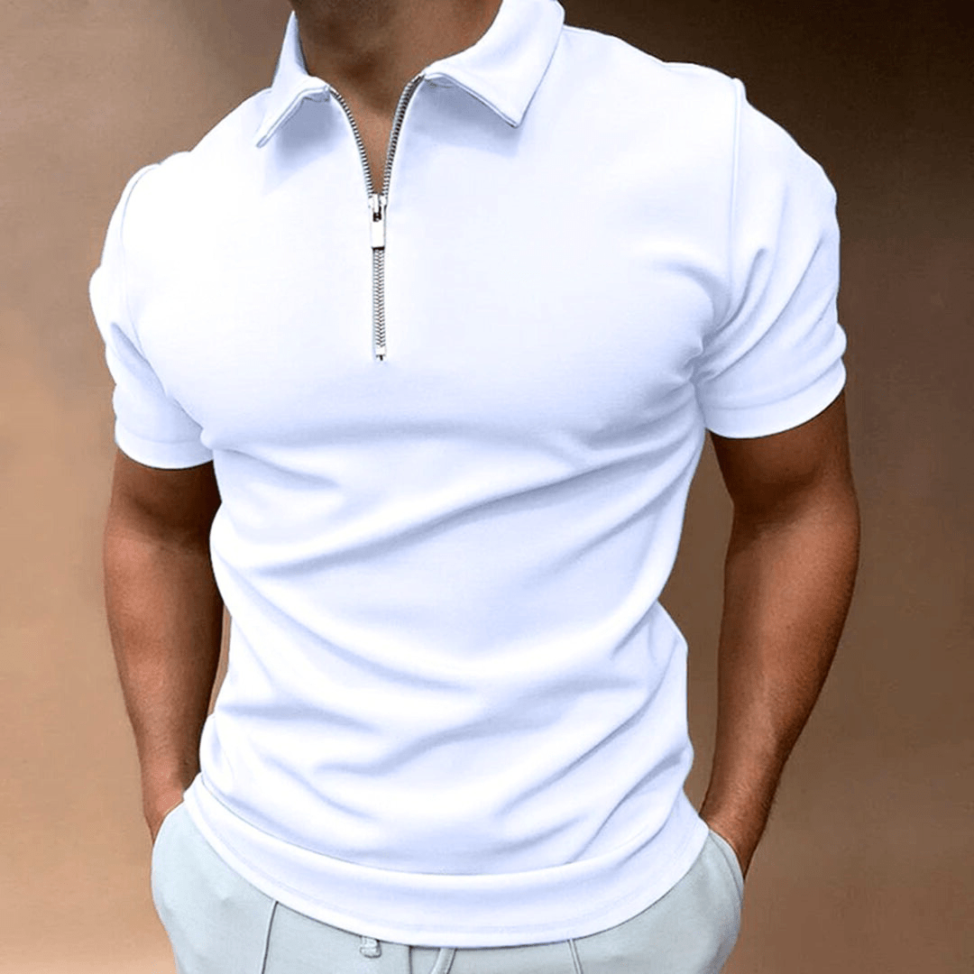 Lenz | Men's Short-Sleeve Polo Shirt with Zip | Slim Fit