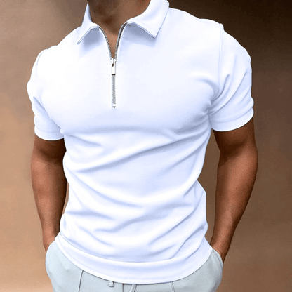 Lenz | Men's Short-Sleeve Polo Shirt with Zip | Slim Fit