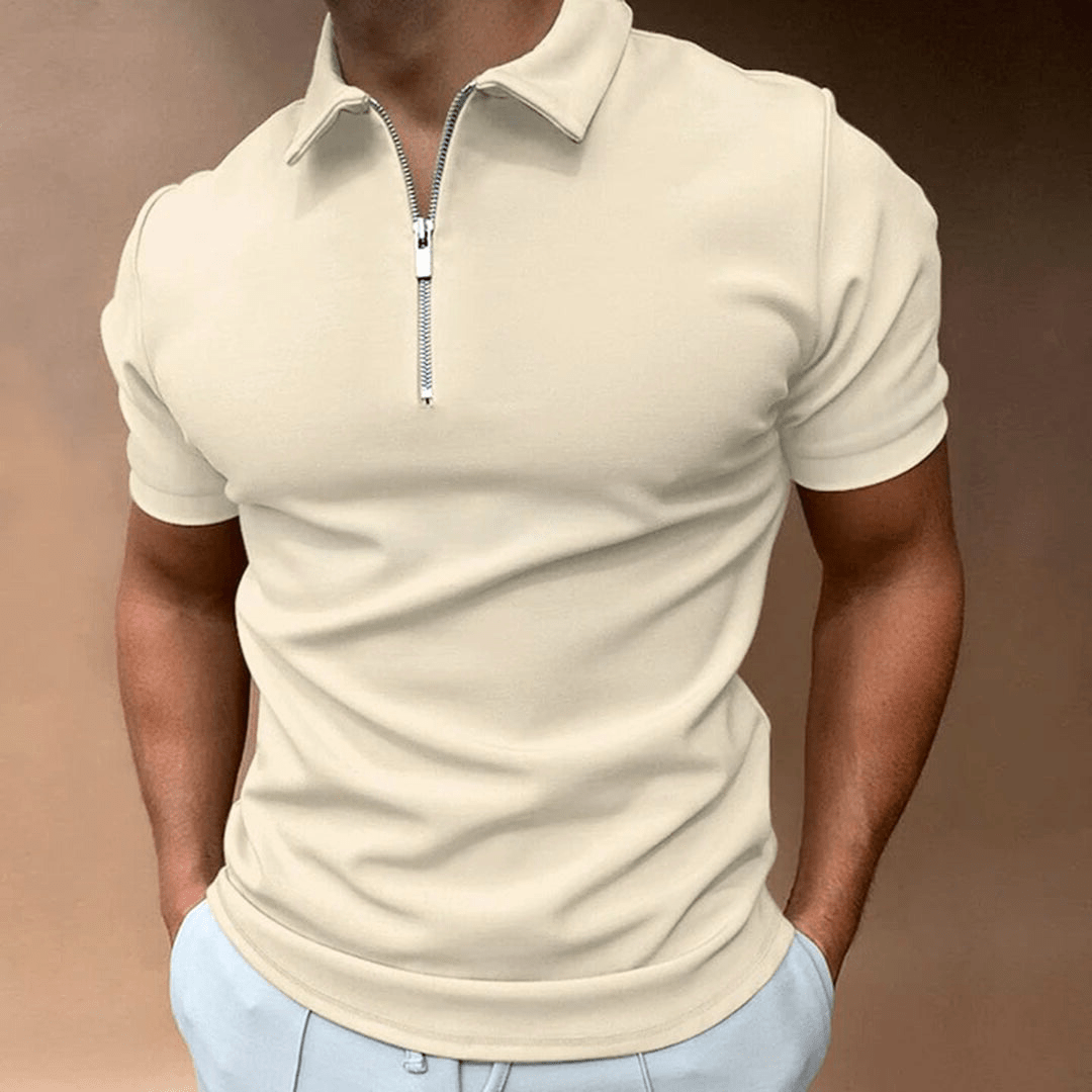 Lenz | Men's Short-Sleeve Polo Shirt with Zip | Slim Fit