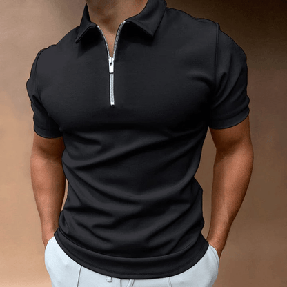 Lenz | Men's Short-Sleeve Polo Shirt with Zip | Slim Fit