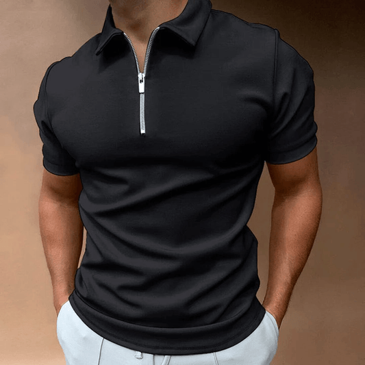 Lenz | Herren Kurzarm Poloshirt mit Reißverschluss | Slim Fit