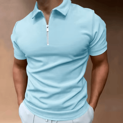 Lenz | Men's Short-Sleeve Polo Shirt with Zip | Slim Fit